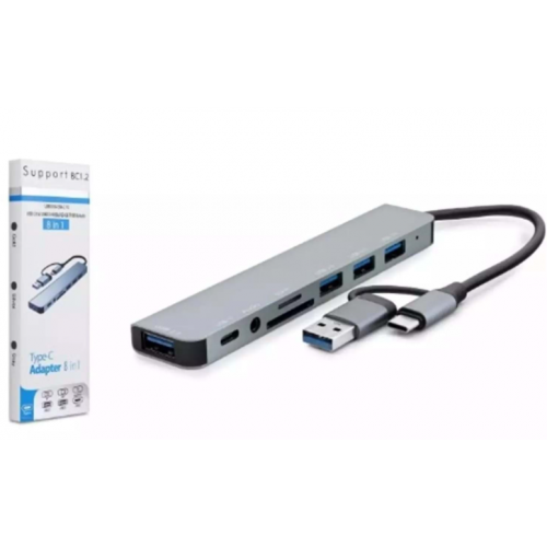 GABBLE TY-8801 8IN 1 ÇEVİRİCİ TF/SD USB 2.0-3.0 TYPE-C 3.5 AUDİO